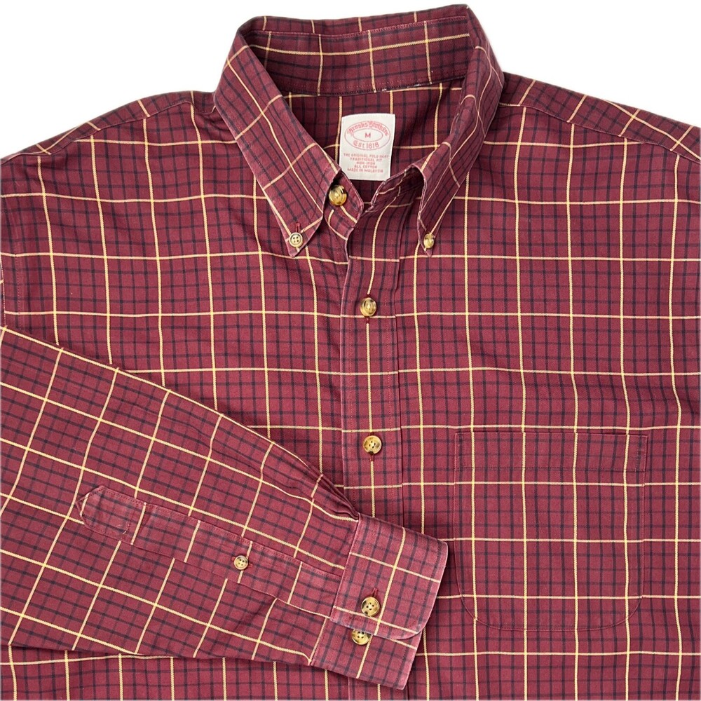 Brooks Brothers Casual Shirt Non-Iron Traditional Red Check Long-Slv Button-Down